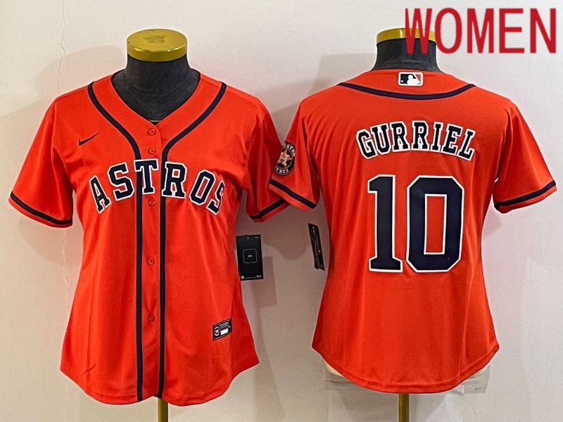 Women Houston Astros #10 Gurriel Orange Game Nike 2022 MLB Jerseys->women mlb jersey->Women Jersey